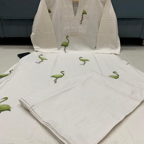 PURE KHADI COTTON ALINE KURTA With PLAZZO - Picture 15 of 16